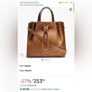 Cole Haan Leather Shoulder Bucket Bag